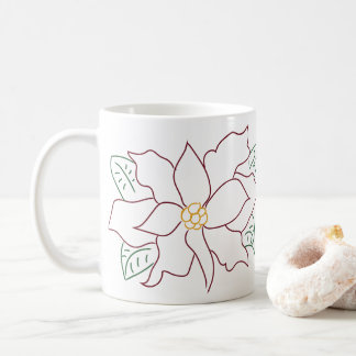 Minimal Poinsettia Line Drawing Mug