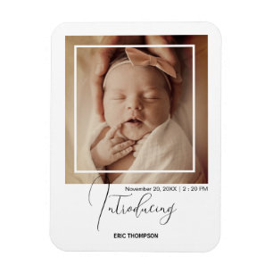 Minimal Polaroid Photo Frame Birth Announcement  Magnet