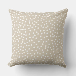 Minimal Polka Dot Beige and White  Throw Pillow