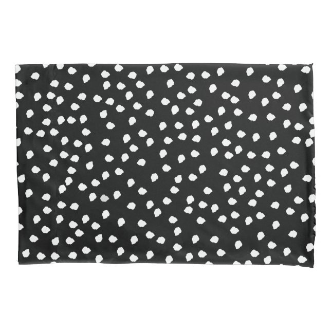 Minimal Polka Dot Black and White Pillowcase (Front)