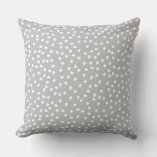 Minimal Polka Dot Gray and White Pillowcase Throw Pillow