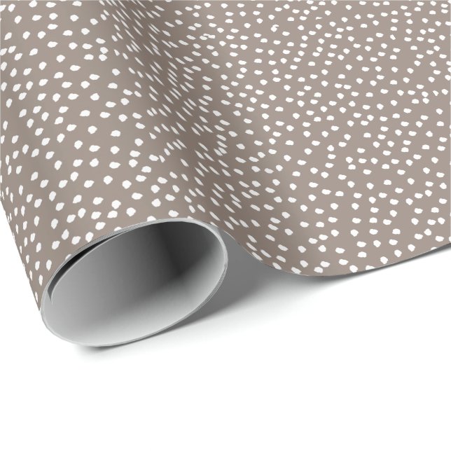 Minimal Polka Dot  Wrapping Paper Taupe and White (Roll Corner)