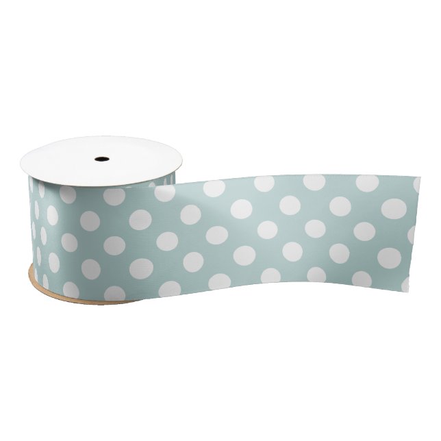 Minimal Polka Dots Pattern Blue and White Satin Ribbon (Spool)