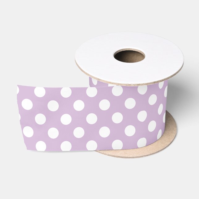 Minimal Polka Dots Pattern Lavender Purple Satin Ribbon (Spool)