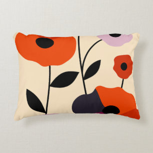 Minimal Poppy Bloom Accent Pillow
