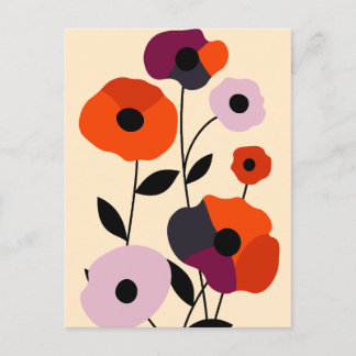 Minimal Poppy Bloom Holiday Postcard