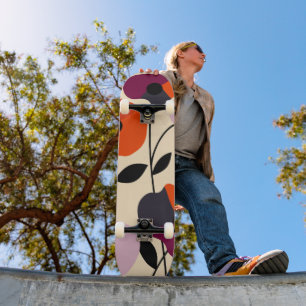 Minimal Poppy Bloom Skateboard