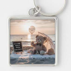 Minimal Pregnancy Announcement Simple Baby gift Keychain