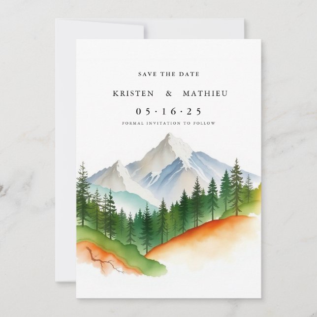 Minimal Printable Mountain Save The Date (Front)