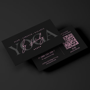Minimal Private Yoga Instructor Black Pink Business Card