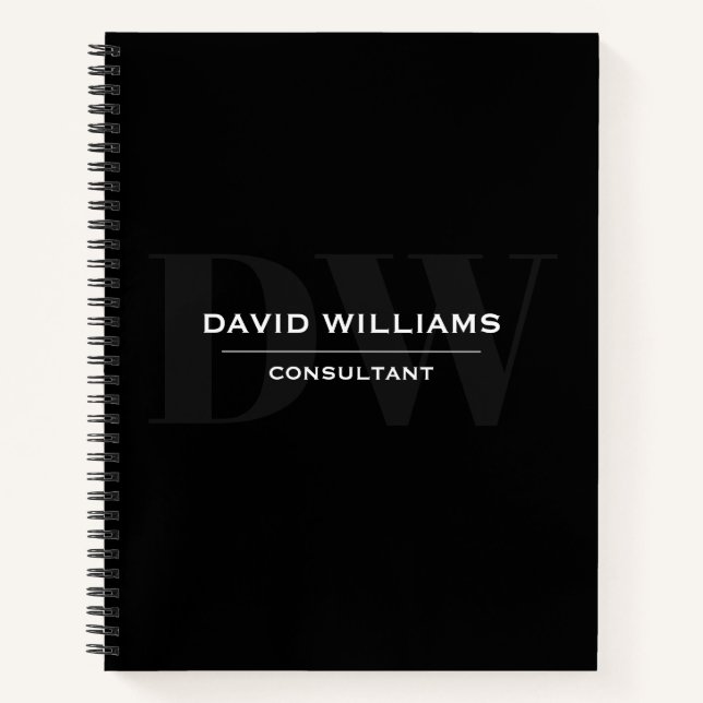Minimal Professional Black & White Monogram Notebook (Front)