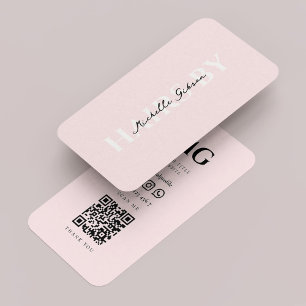 Minimal Professional Hair Stylist Beauty Pink Business Card