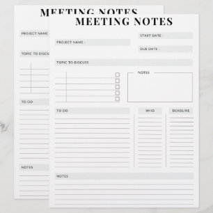 Minimal Professional Meeting Notes Planner Letterhead