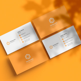 Minimal Professional Orange Icons Business Card