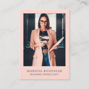 Minimal Professional Photo Coral Business Card