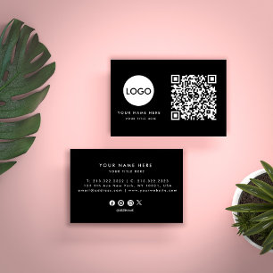Minimal Professional QR Code Black Business Card