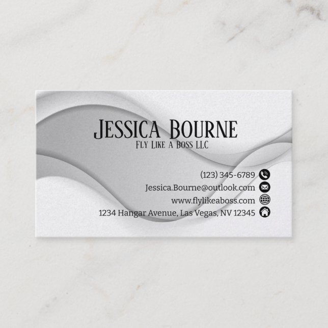 Minimal Professional QR Code White Silver Business Card (Front)