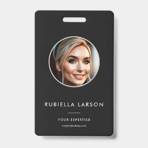 Minimal Professional Staff ID Photo Black White Badge