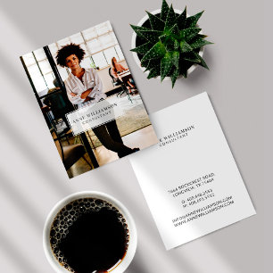 Minimal & Professional White Frame Business Photo Card