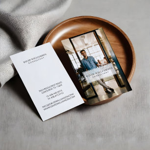 Minimal & Professional White Frame Business Photo Card