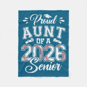 Minimal Proud Aunt 2026 Senior Baseball Fleece Blanket