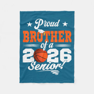 Minimal Proud Brother 2026 Senior Basketball Fleece Blanket