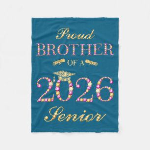 Minimal Proud Brother 2026 Senior Graduate Fleece Blanket