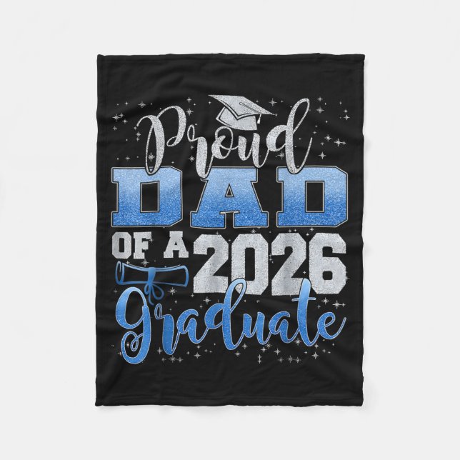 Minimal Proud Dad Senior 2026 Class Fleece Blanket (Front)