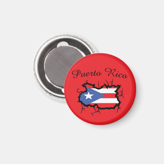 Minimal Puerto Rico Map National Flag Magnet (Front/Back)