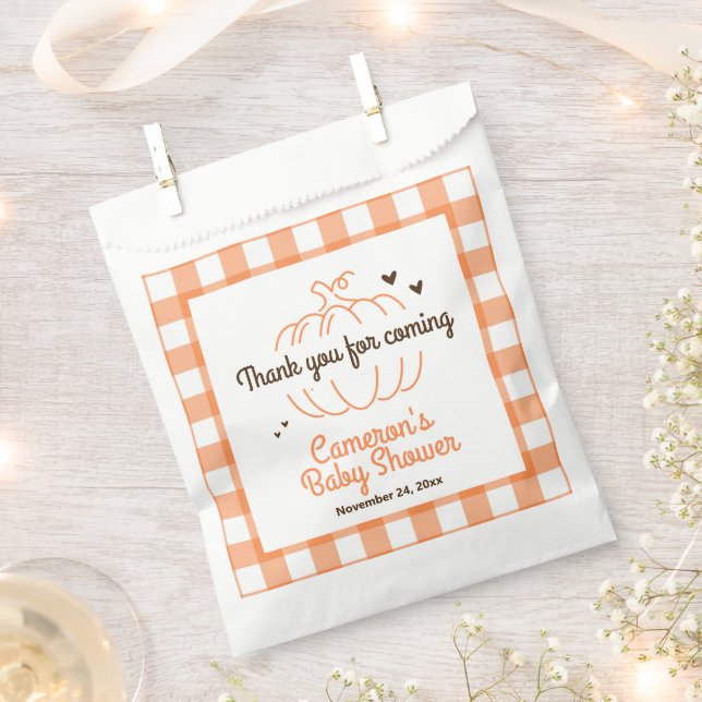 Minimal Pumpkin On Its Way Custom Gender Neutral Favour Bag (Clipped)