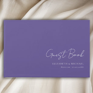 Minimal, Purple-Blue Handwriting Script Wedding  Guest Book