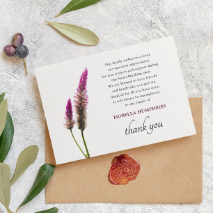 Minimal Purple Flower Funeral Thank You Card