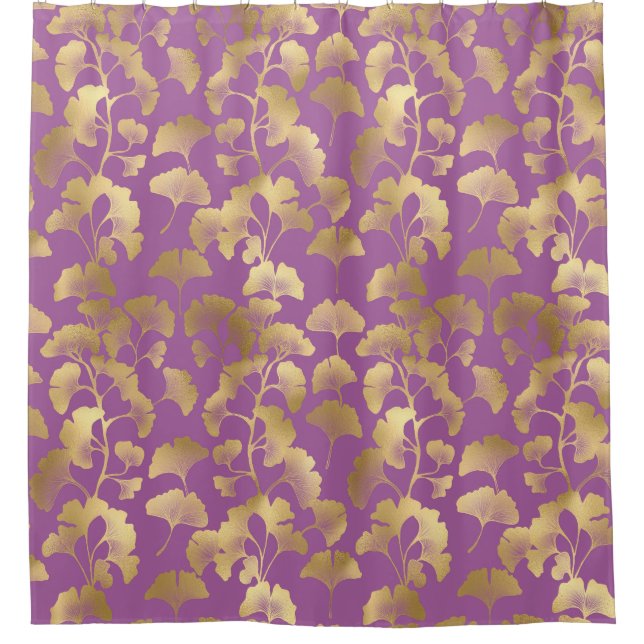 Minimal Purple Gold Ginkgo Leaf Pattern (Front)