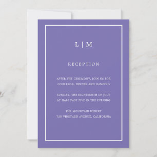 Minimal Purple Monogram Simple Elegant Wedding Invitation