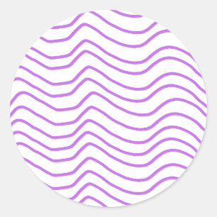 Minimal Purple Wavy Line Round Stickers