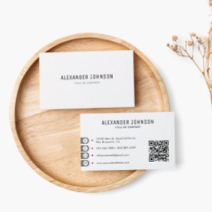 Minimal QR Code Black and White Business Card