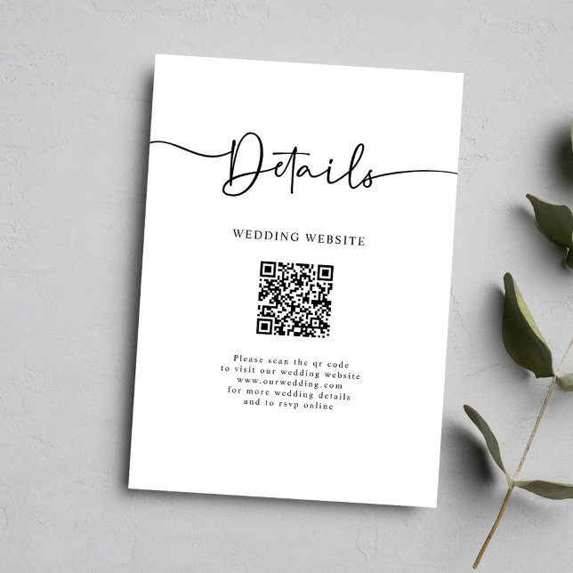 Minimal QR Code Calligraphy Wedding Details Enclosure Card (Minimal QR Code Calligraphy Wedding Details Enclosure Card)