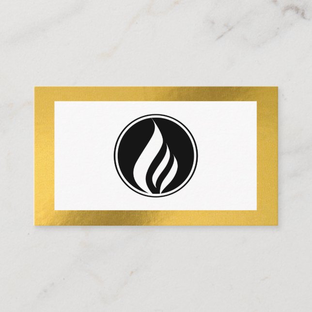 Minimal QR Code logo with gold frame business card (Front)