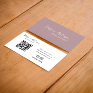 Minimal QR Code   Modern Blush Pink Business Card