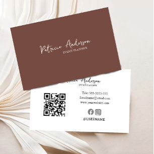 Minimal QR Code   Modern Terracotta Business Card
