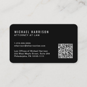 Minimal QR Code Professional Black Business Card