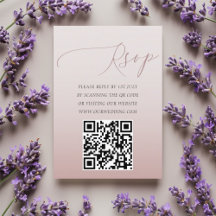 Minimal QR Code Rose Gold RSVP Wedding