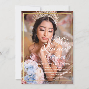 Minimal Quinceanera Elegant Photo Invitation