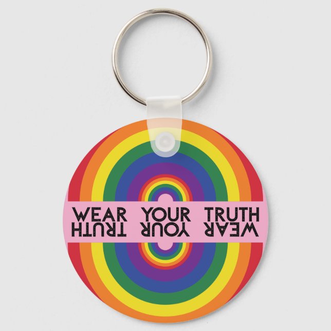 Minimal Rainbow Arch Modern Colourful Statement  Keychain (Front)