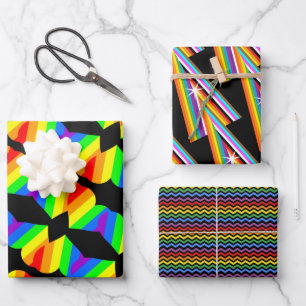Minimal Rainbow Statement Wrapping Paper Sheet