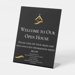 Minimal Real Estate Company Open House Welcome Pedestal Sign