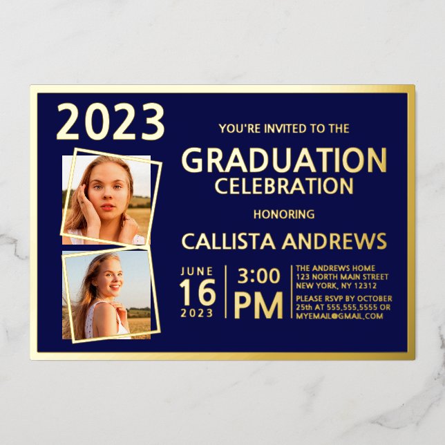 Minimal Real Gold Foil Frame Photo Graduation (Front)