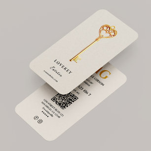 Minimal Realtor Sand Mortgage Real Estate Key  Business Card