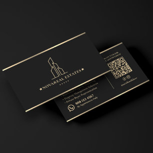 Minimal Realtor Tower Logo Real Estate Property Business Card