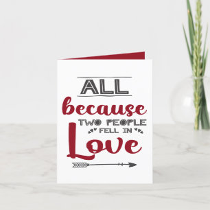 Minimal red and grey lettering love holiday card